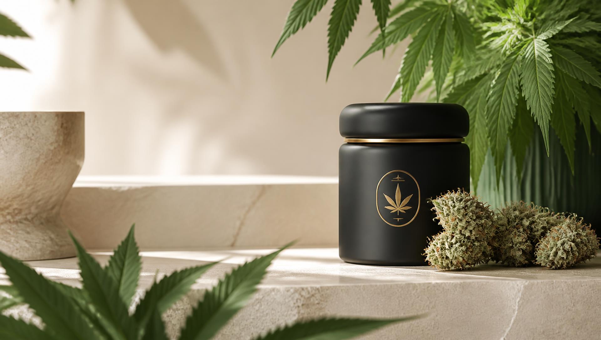 Premium CannaPlug cannabis flower and apothecary jar